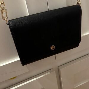 Tory Burch Black Wallet on a Chain